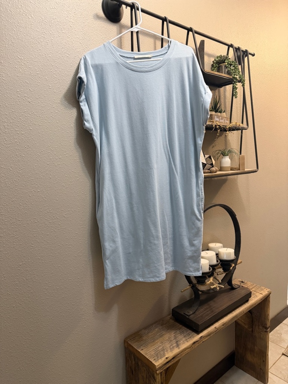 Light Blue Casual Tee Dress
